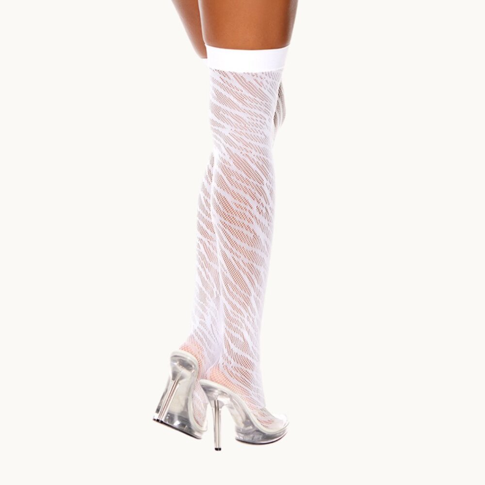 White Animal Print Long Sleeve Teddy & Thigh High Stockings Set - Picture 7 of 11